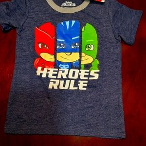 BRAND NEW PJ MASK "HEROES RULE" SHIRT SIZE 2T